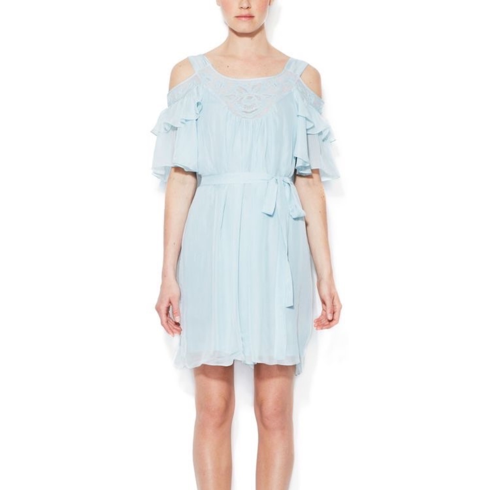Rare 100% Silk off shoulder Dress with belt
